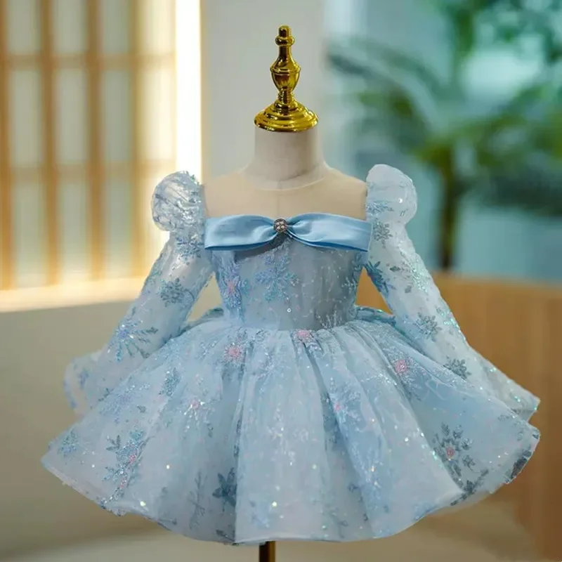 

High-End Sequin Design Children's Performance Evening Gown Wedding Birthday Baptism Eid Party Girls Dresses A2499