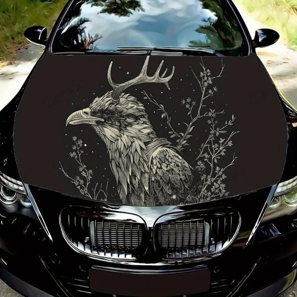 

Ink - Colored Deer - Head Eagle car hood stickers, waterproof self-adhesive, scratch resistant, easy to stick, durable car PVC s