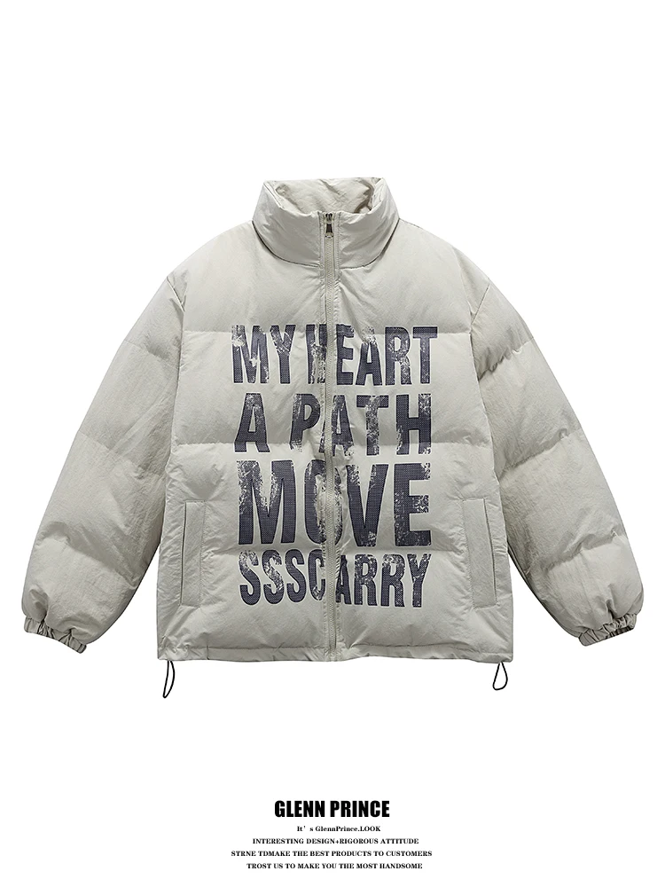 

Мужская зимняя куртка GPstudio в американском стиле, с принтом «Thiened», из хлопка, свободного кроя, с воротником-стойкой, в стиле «bread sle»