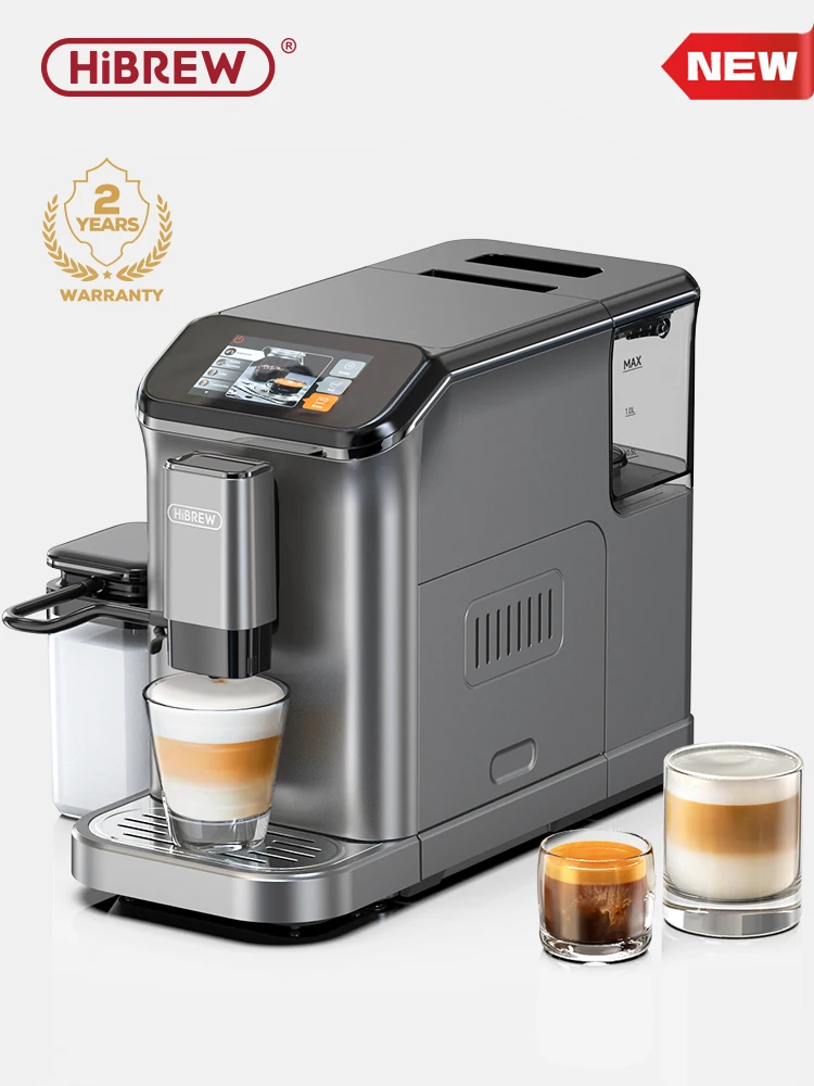 HiBREW-máquina de café expreso totalmente automática, sistema de leche de capuchino, 6 variedades de café, pantalla táctil, Molinillo, H16