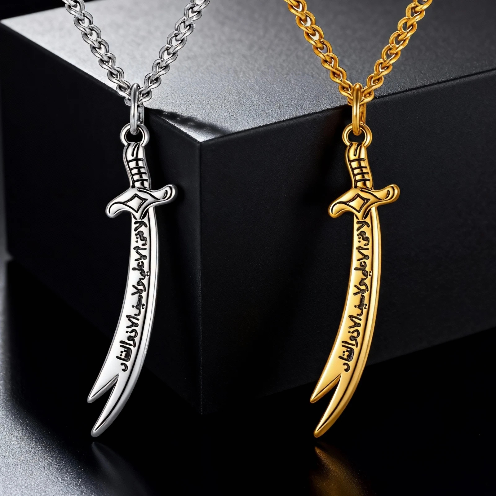 Islamic Zoleferka Sword Pendant Necklace for Men Women, Religious Amulet Stainless Steel Jewelry Gifts - view 4