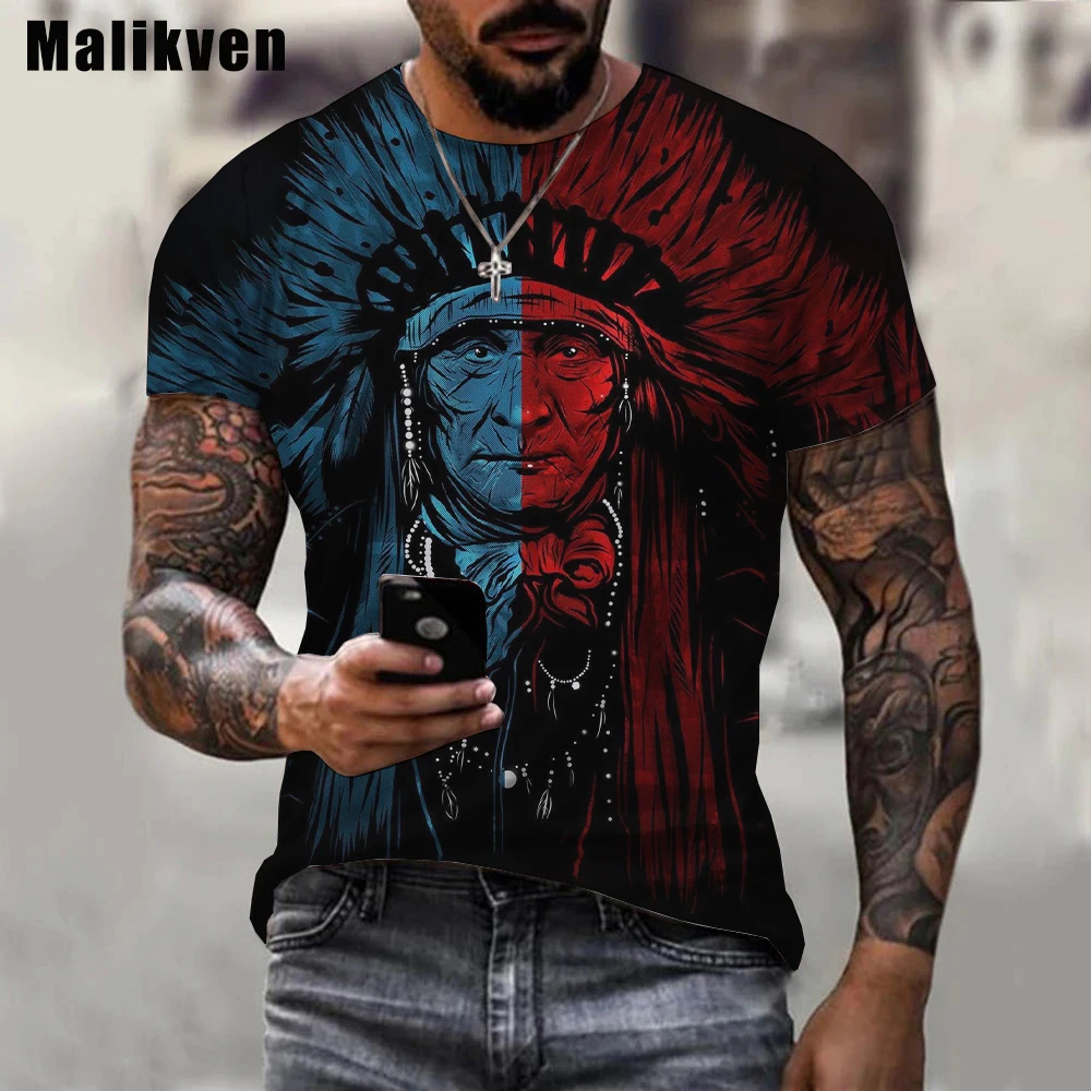 2022 Hot Sale Indians Culture Printed Tshirt Summer Men 3D T-shirt Casual O-Neck Indians Skull T Shirt Streetwear