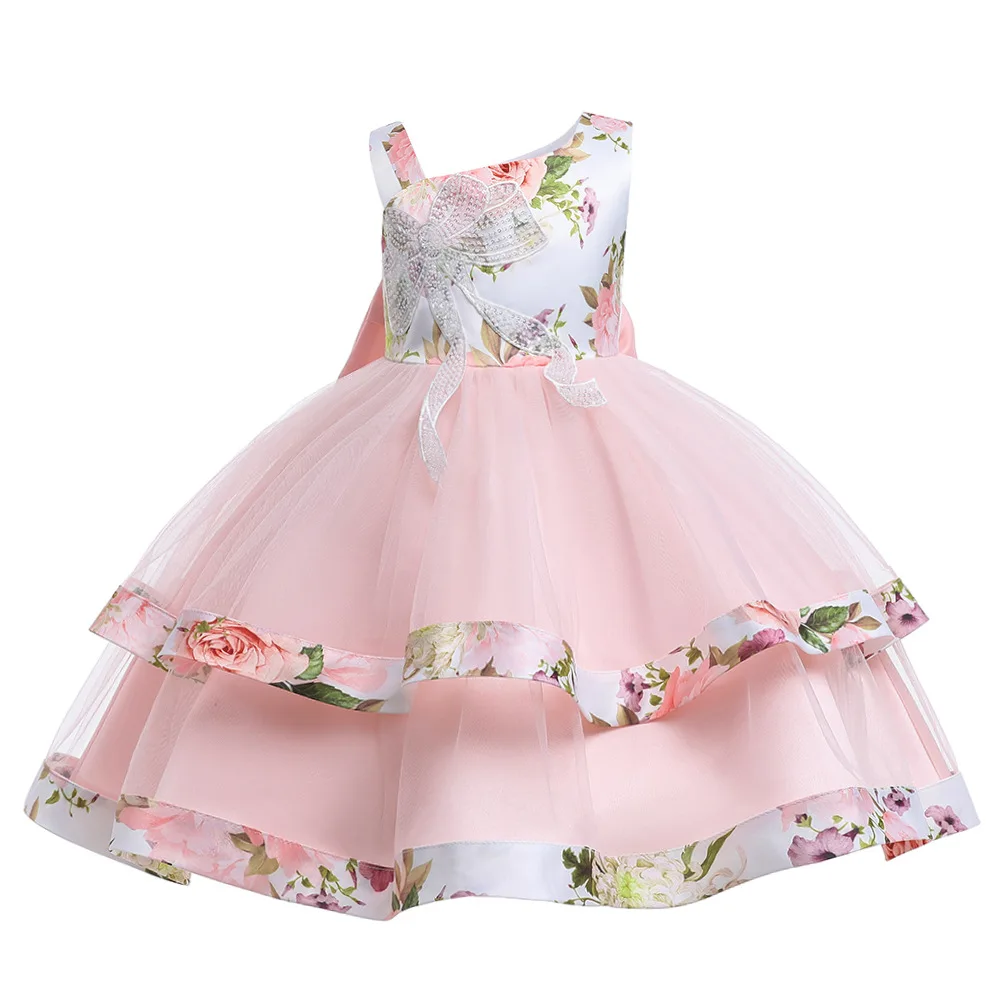 Camisola das meninas Imprimir Malha Princesa Vestido