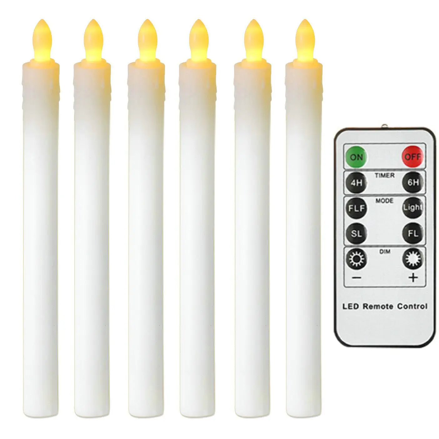 

9.4" Battery operate Flameless Led Taper w/Remote Push Candle lamp Candlestick Home Wedding Xmas Holiday table party Decor-H24cm