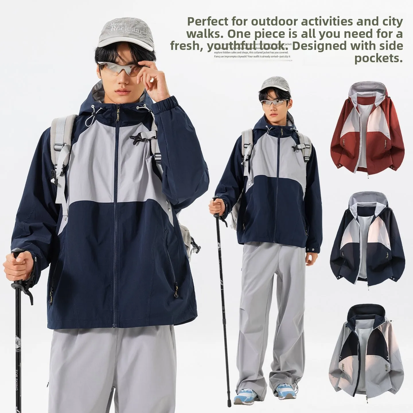 

New 2026 Men's Loose Fit Hooded Jaet Outdoor Lightweight Waterproof Windproof Casual Sle ort Length Wool Filled Coat