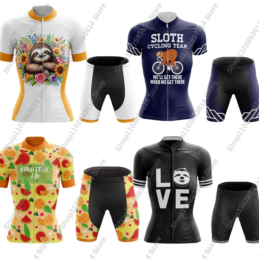 

Женский комплект велосипедного трикотажа с цветочным принтом, забавная одежда для велоспорта с героями мультфильмов, рубашки для шоссейного велосипеда, костюм, велосипедные брюки MTB Maillot