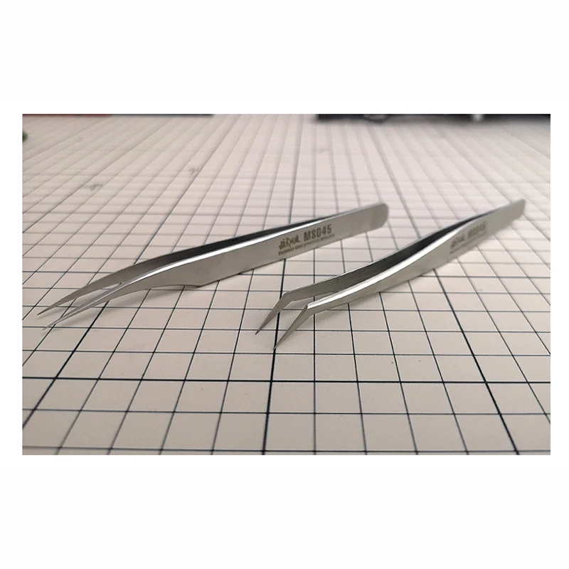 MS-045 Precision Stainless Steel Fine Tip Decal Tweezers Plastic Military Model Kit Doll Handicraft Building Making Tool