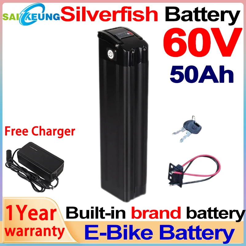 

60V Batterij 2000W Kit 20ah 30ah 40ah 50ah 60ah 18650 Lithium Ion E-Bike Fietsaccu Voor Elektrische Fiets Zilvervis Batterij