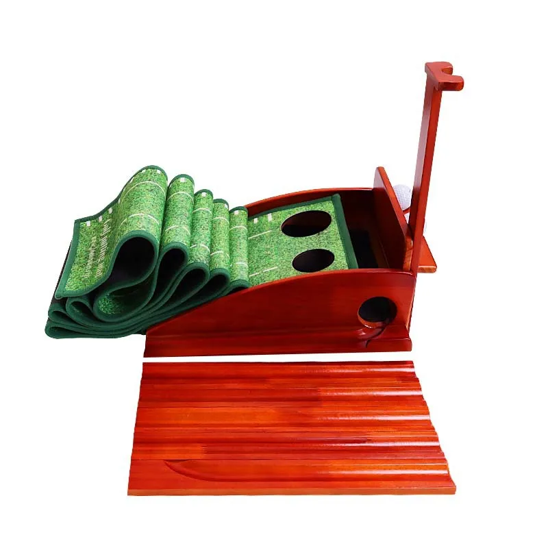 

Mahogany Solid Gift Box with Rail Baffle Golf Putter Practitioner Suede Practice Blanket