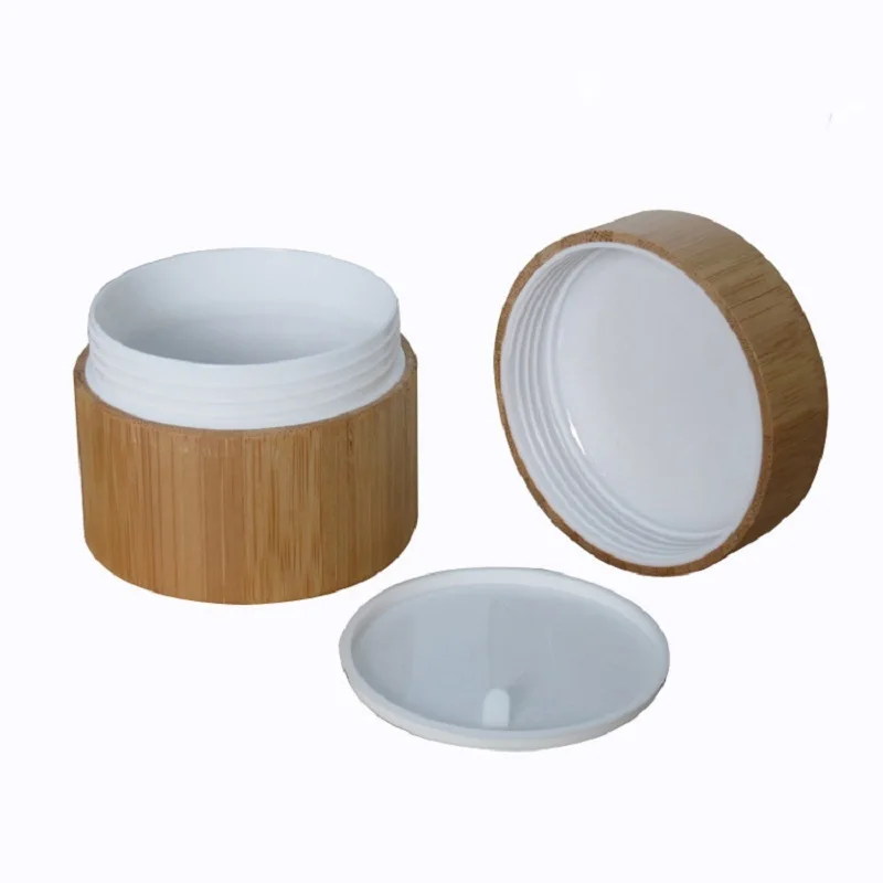 

5pcs Bamboo Wooden Container Inner PP Cream Jar Empty Facial Cream Case 3oz 100G Cosmetic Packaging Container Pots