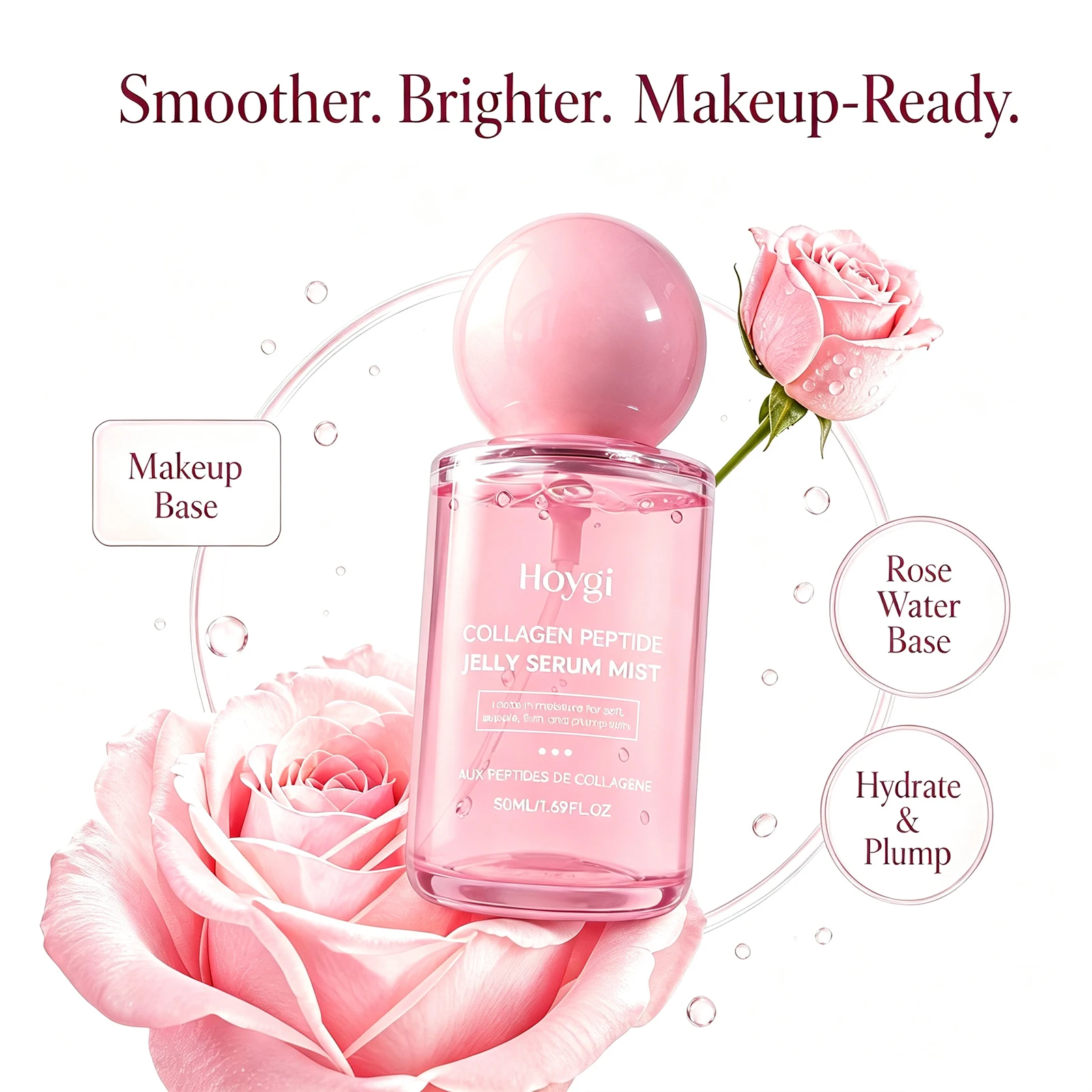 Collagen Peptide Jelly Serum Mist Caviar Hydrating Moisturizing Face Spray Smoothing Brighten Firm Nourishing Skin Care 50ml