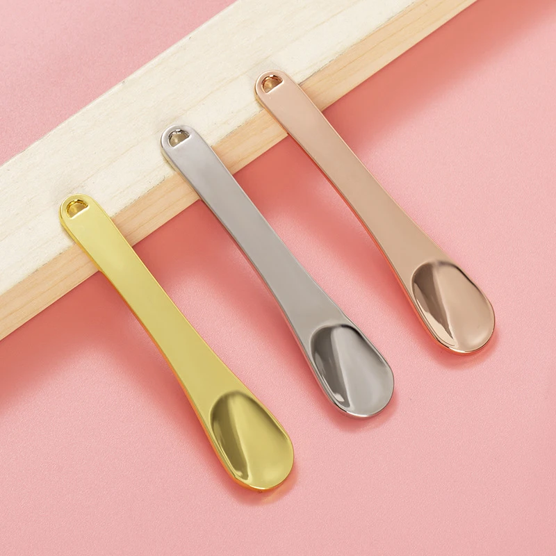 1pcs Metal Beauty Spoon Mini Cosmetic Spatula Curved Scoop Gold Silver Makeup Mask Cream Spoon Eye Cream Stick Beauty Scoop