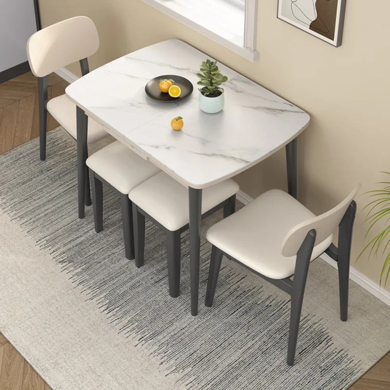 

Multifunctional Retractable Dining Table Household Small Apartment Stone Plate Dining Table Dining Room Dining Table Combination