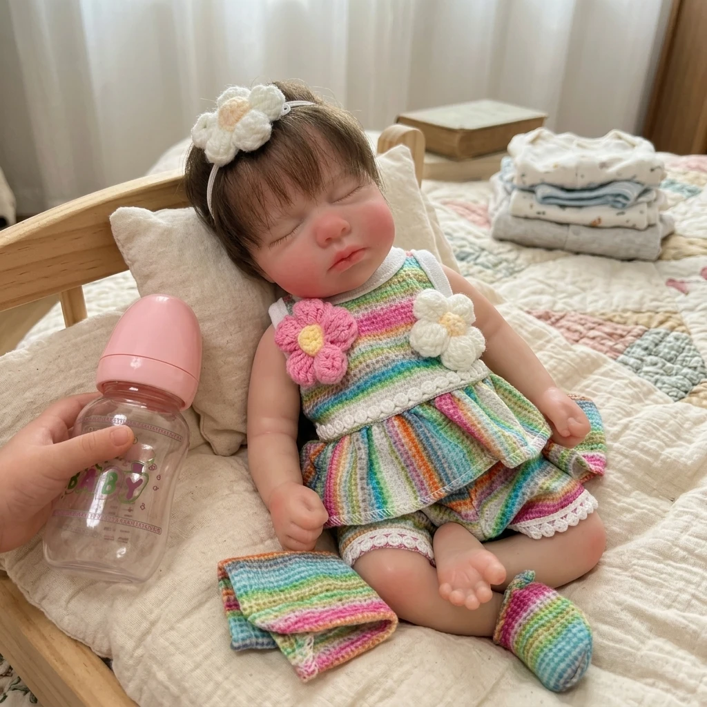 

13 Inch Rooted Hair Loulou Bebe Reborn Doll Soft Touch Solid Silicone Bebe Newborn Doll For Birthday Gifts