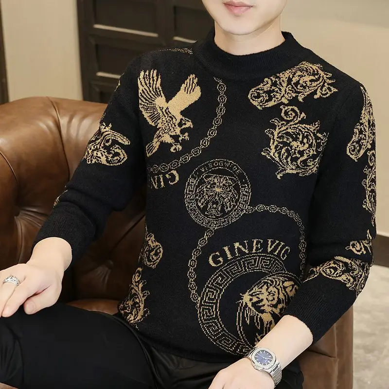 

Модный мужской вязаный свитер-базовый слой с алмазным термопереносом, высококачественный, осенне-зимний, новый, из волокна Coolmax