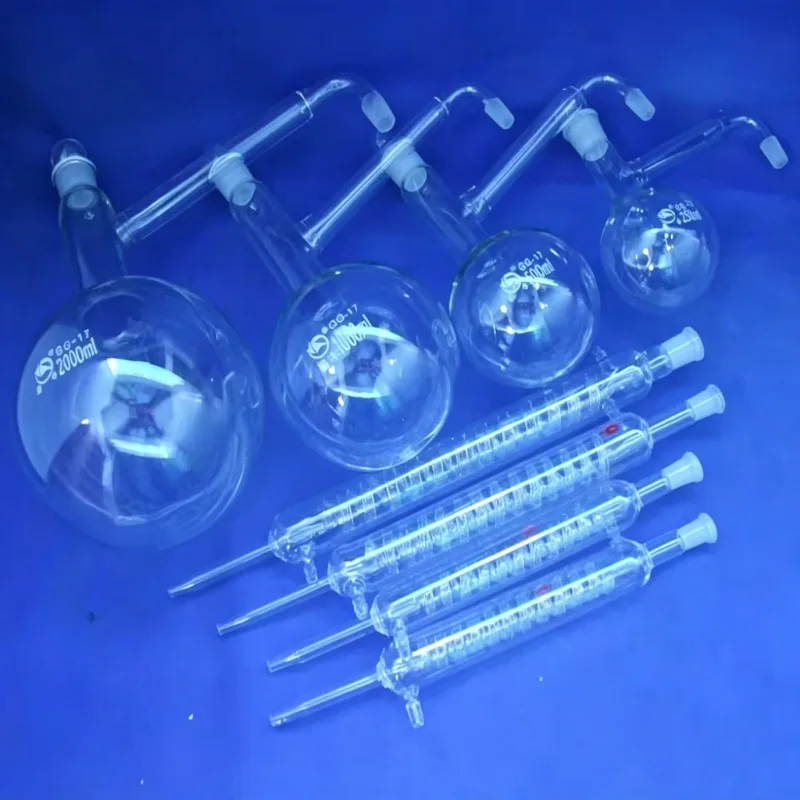 Distiling Apparatus with ground glass joints,Glass distillation unit,distillation flask+graham condenser+conical flask distiller
