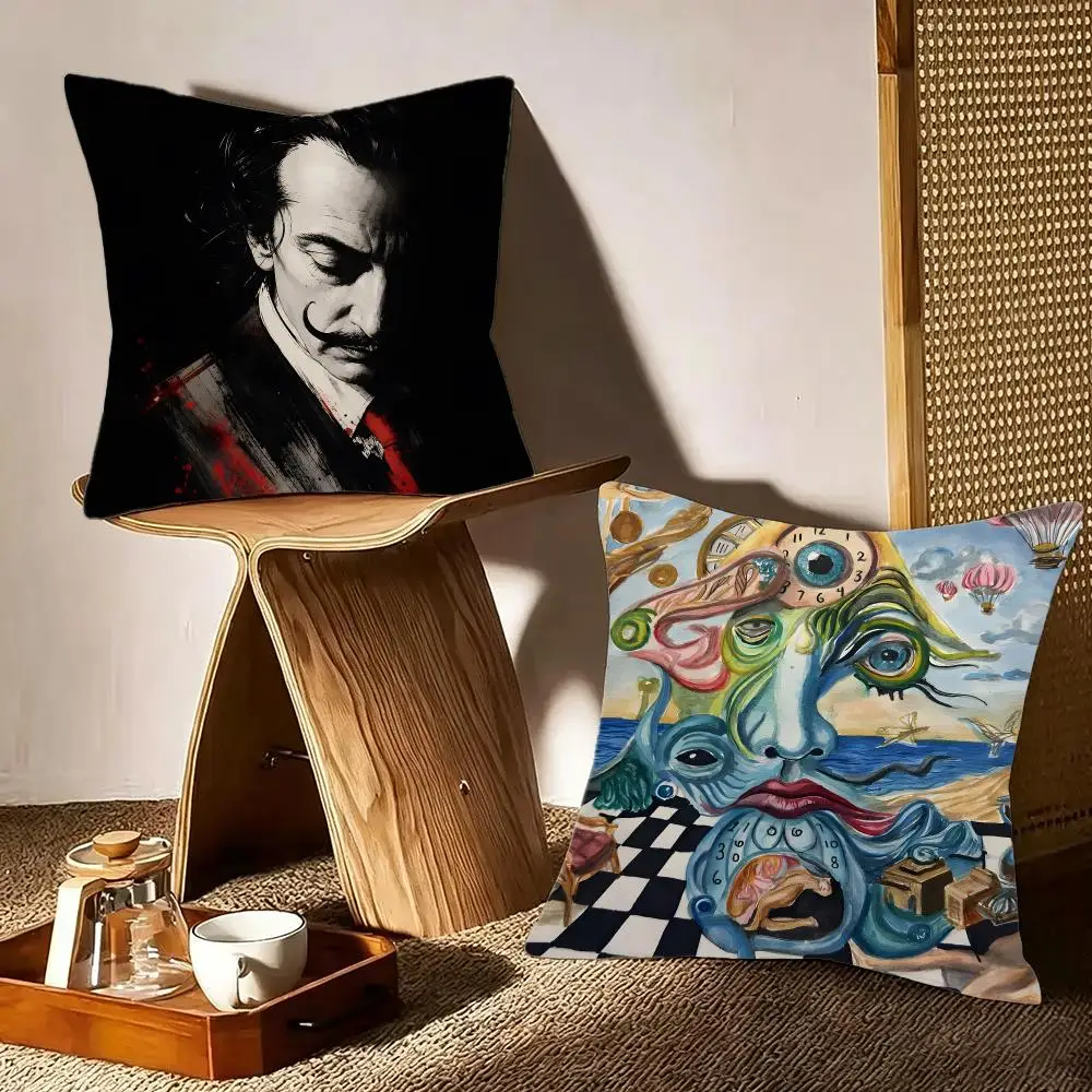 Artist Art Salvador Dali Cushion Cover Crystal velvet sofa Aesthetic room decor Car seat back cushion
