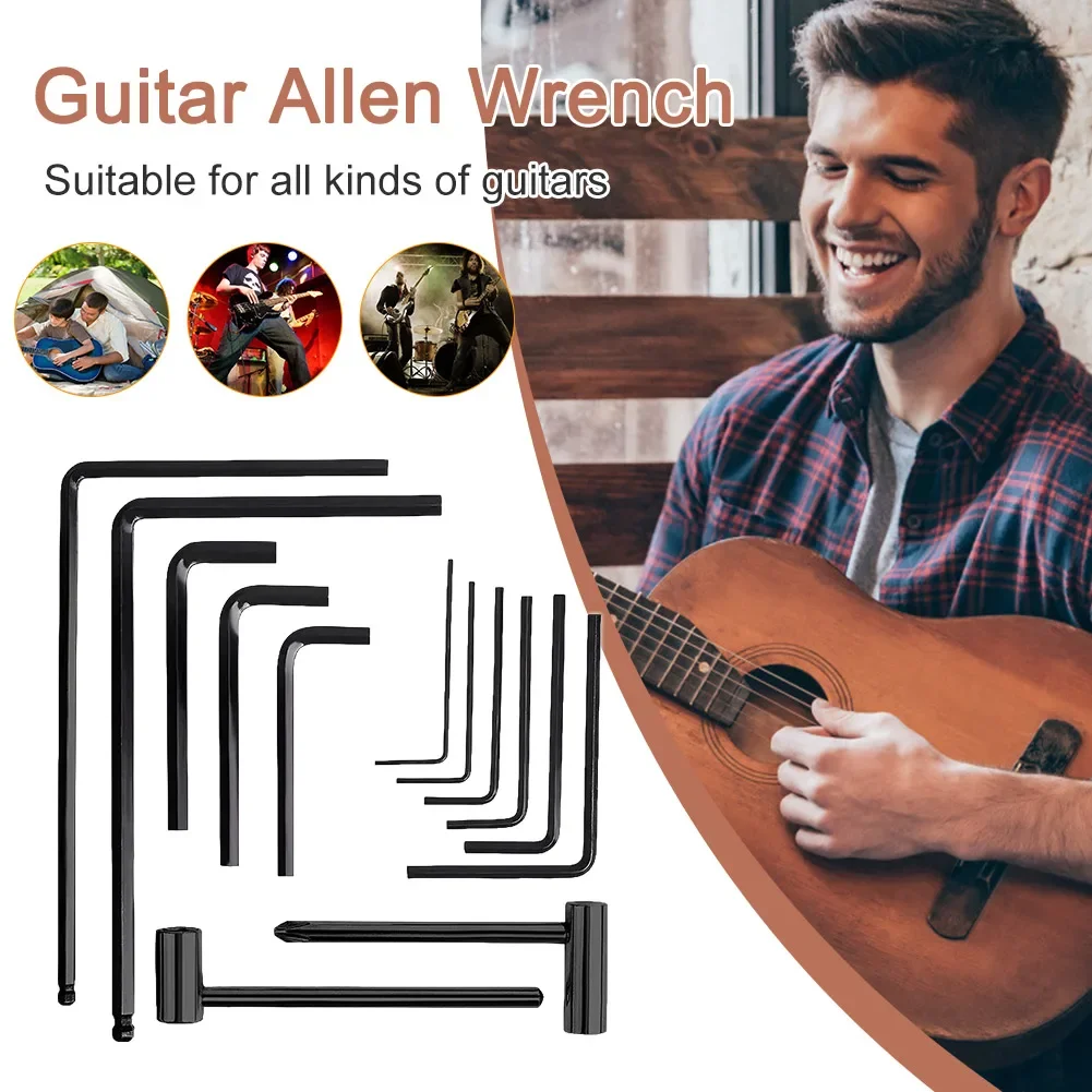 13 teile/satz Hexagon Inbusschlüssel Professionelle L-förmigen Hex Hexagon Schlüssel Inbusschlüssel Gitarre Hals Truss Rod Einstellung Zubehör