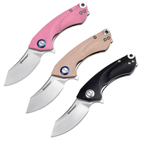 Harnds Ballet Folding Knives with Sandvik 14C28N Blade Camping Pocket Knife with Deep Carry Pocket Clip G10 Handle Flipper Open