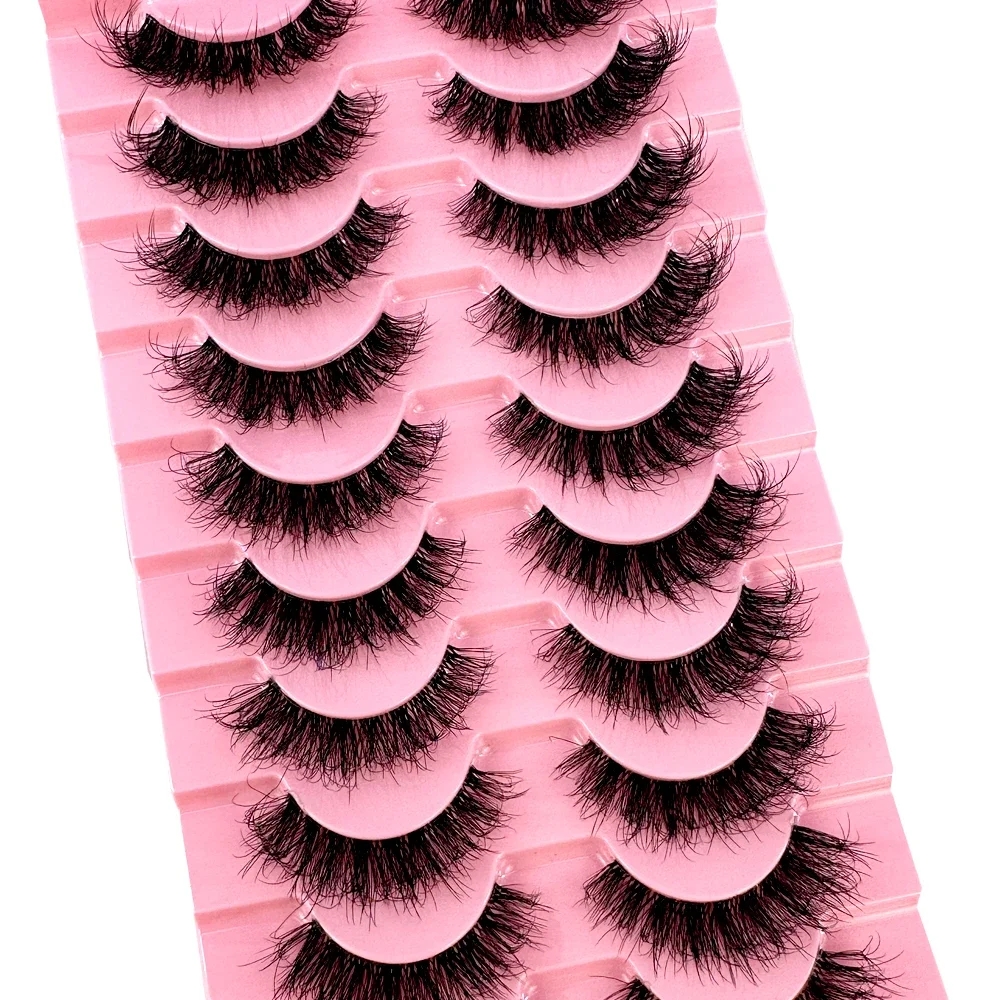 ขนตาปลอมมิ้งค์แบบไขว้ใหม่ 10 คู่ ขนตาปลอมแบบมองไม่เห็น ขนตาปลอมแบบเต็มแถบนำกลับมาใช้ใหม่ได้ แต่งหน้าแบบขายส่ง