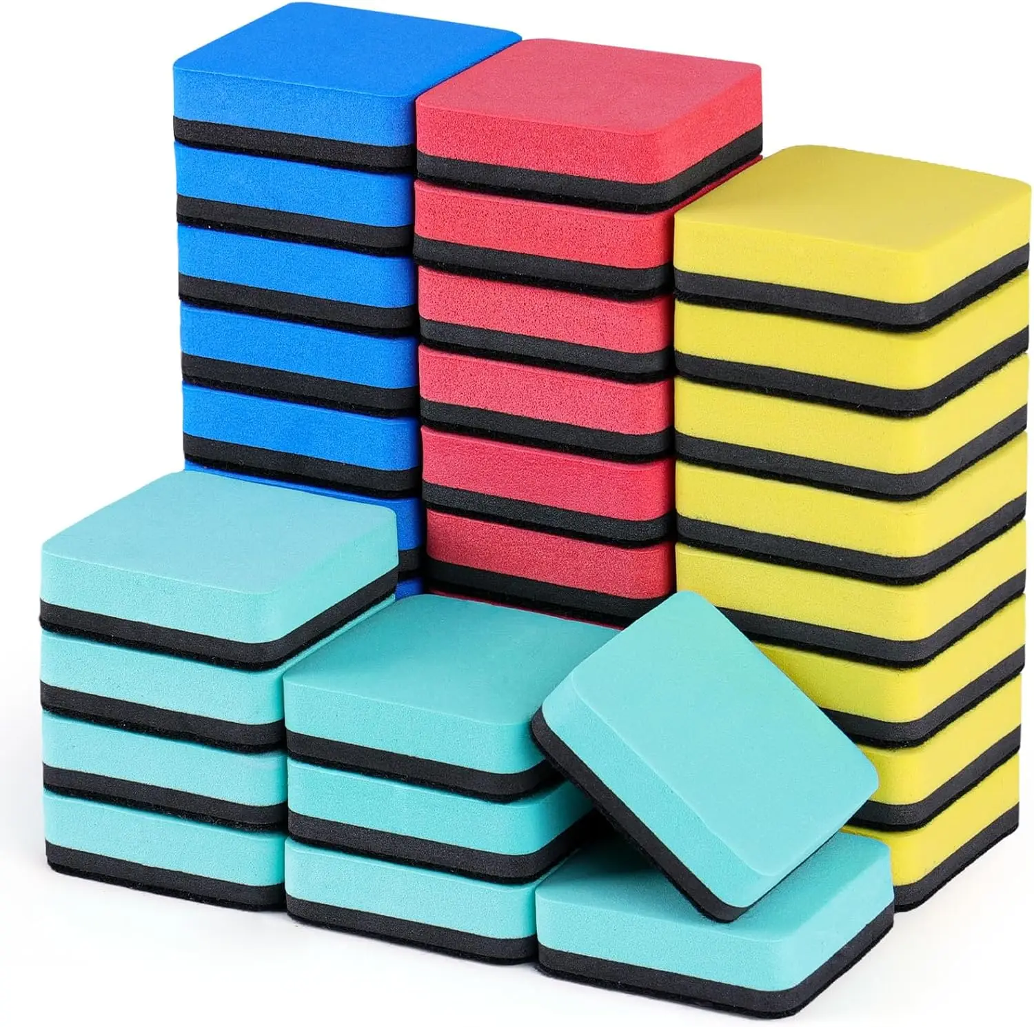 

35 Pack Dry Erase Erasers for Kids, Small Magnetic Whiteboard Eraser Bulk with Felt Bottom, 2x2 Inch Mini Erasers for Classroom