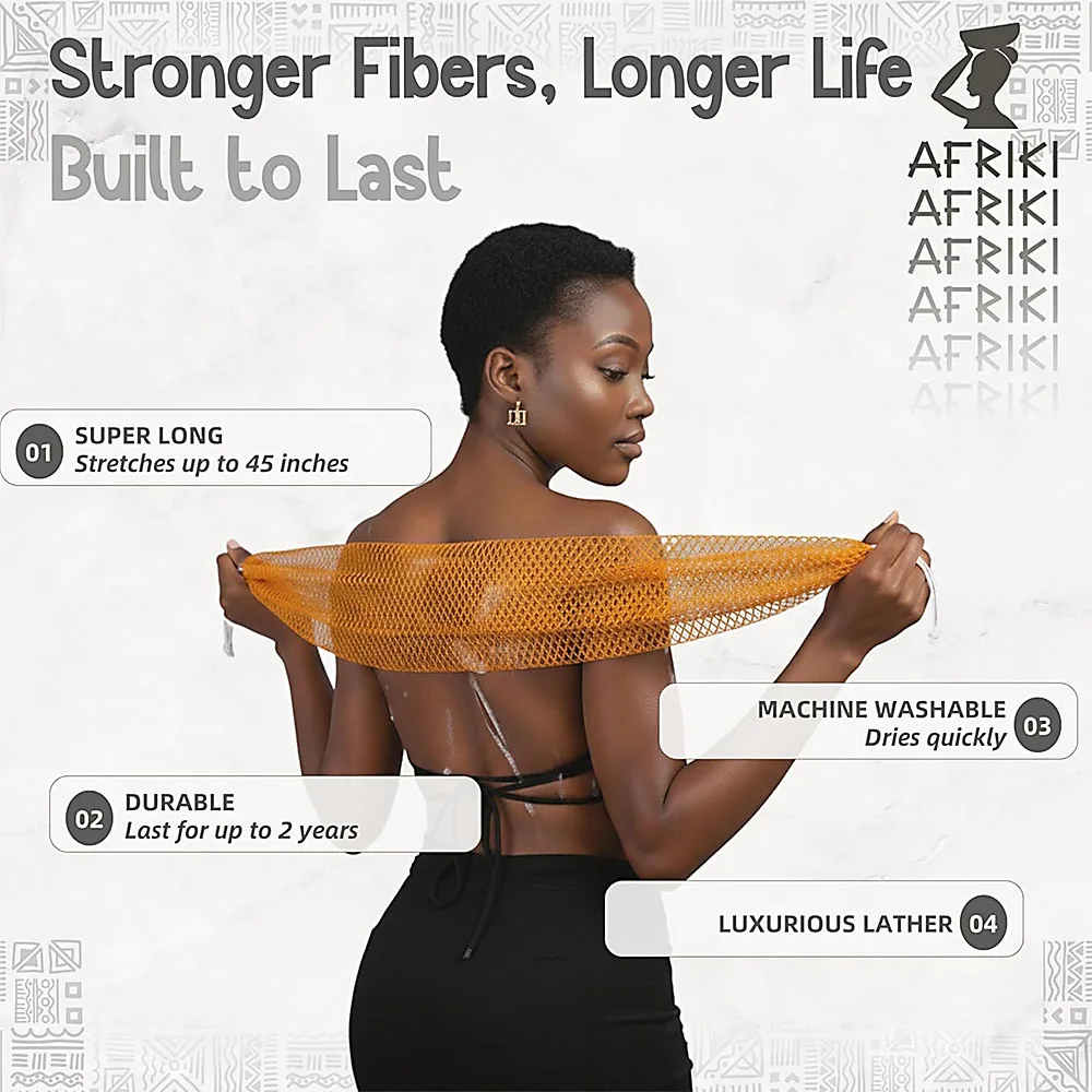 Authentic Premium African Exfoliating Bath Net Sponge, Gentle Full-Body Exfoliating Scrub Cloth for All Skin Types, African Loofah Net with Hanging Rope, Shower Exfoliator Bath Accessory view 4