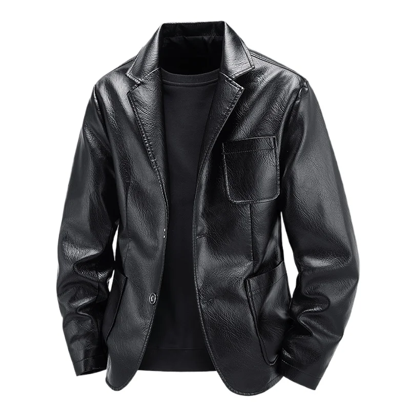 

New Spring Men Slim Leather Blazers Jackets PU Leather Suits Coats Good Quality Male Business Casual Fit Suits Jackets Size 6XL