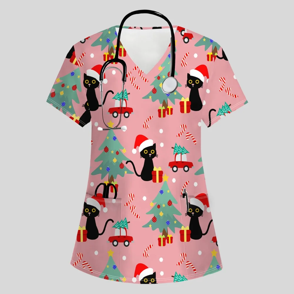 

Scrubs Uniform Woman Trendy Dreamy Starry Sky Pattern with Pocket Scrub Soft and Cute Women's V-Neck Short Sleeve Nurse Clothes