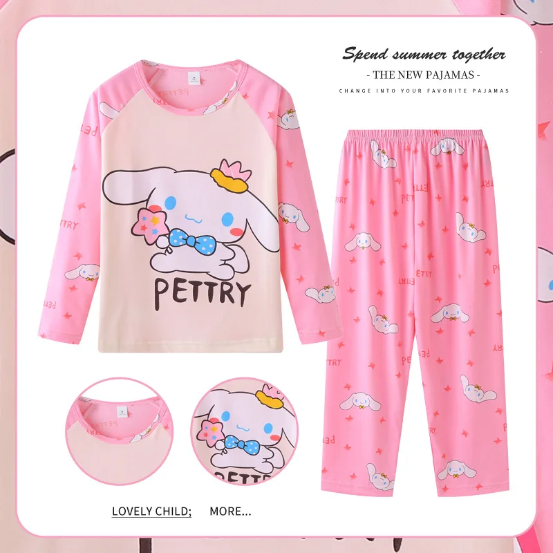 Girls\' Pajamas Spring And Autumn Long Sleeved Thin Cute Cartoon Children\'s Princess Style Home Clothing Set