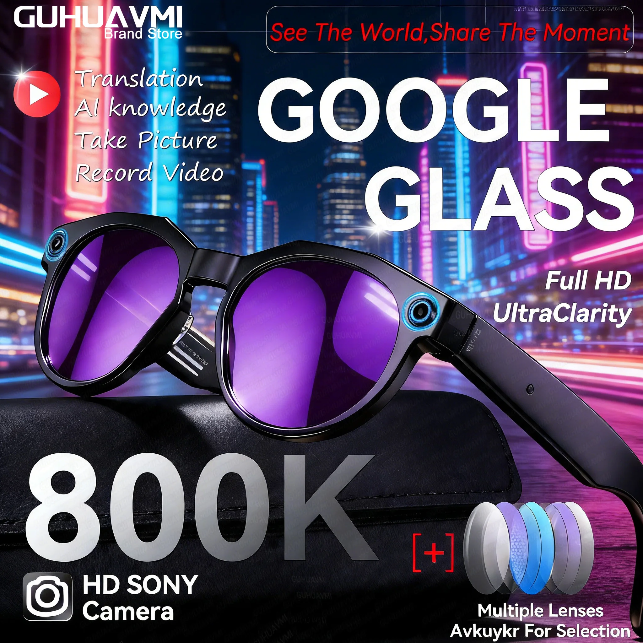 

2026 Новая 8-мегапиксельная HD-камера, умные очки для мужчин, 4K видеозапись, аль, голосовой перевод, передача фотографий, WIFI, BT Call, умные очки
