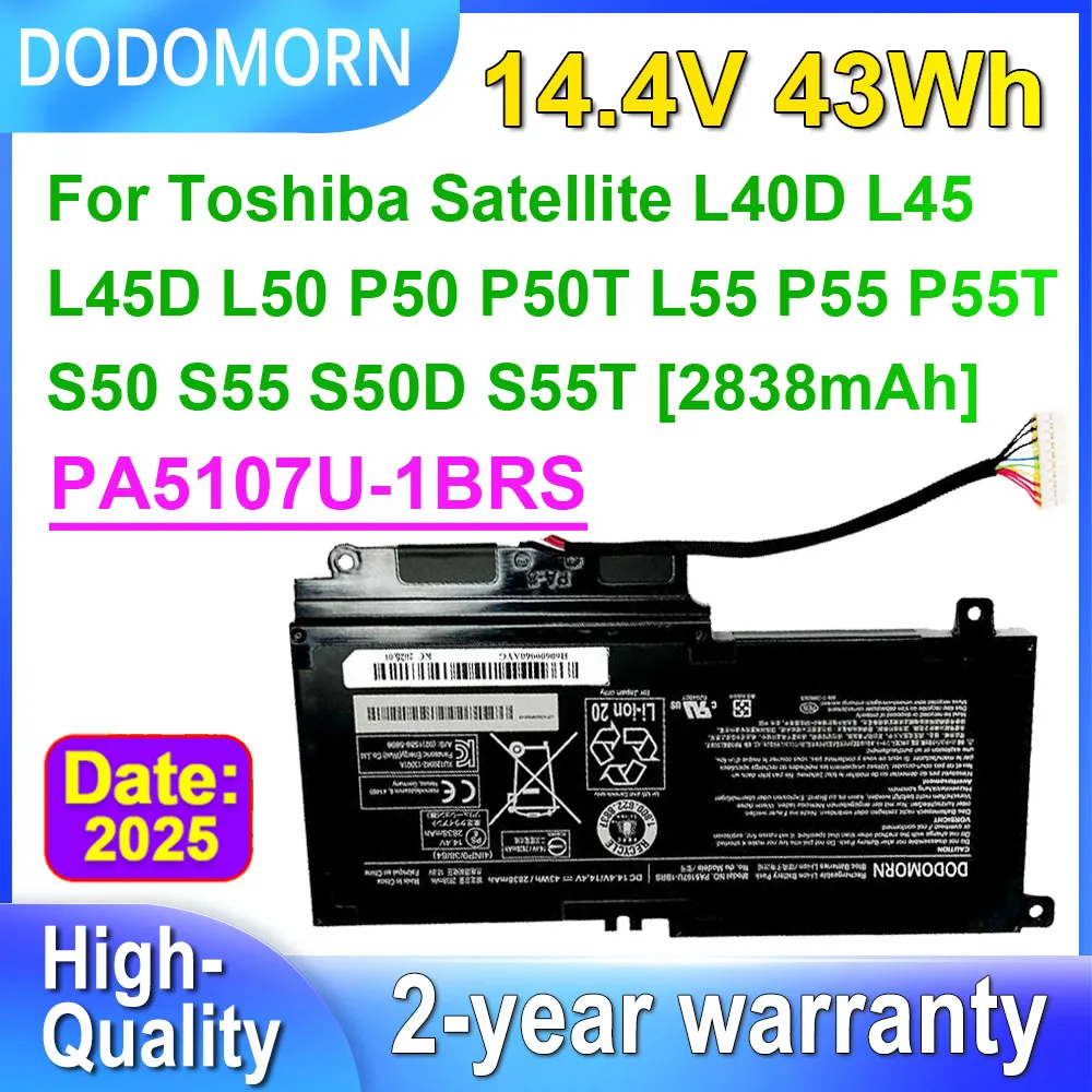 

14,4 В 43 Втч PA5107U-1BRS для Toshiba Satellite L40D L45 L45D L50 L55 L55A S50 S50D S55 S55t P50 P55 P55t Series Аккумулятор для ноутбука