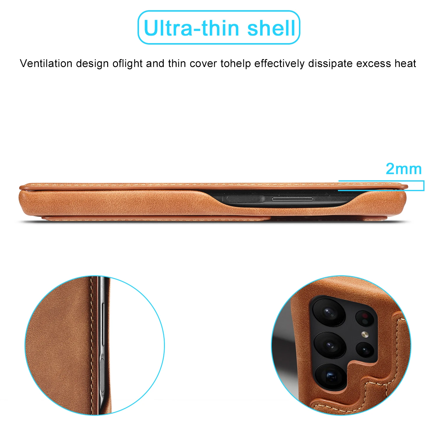 Luxury Ultra Thin Leather Case Flip Cover for Samsung S23 S22 S21 S20 FE Ultra S10 S9 S8 Plus A53 A54 A12 A22 A52 A31 A51 A71