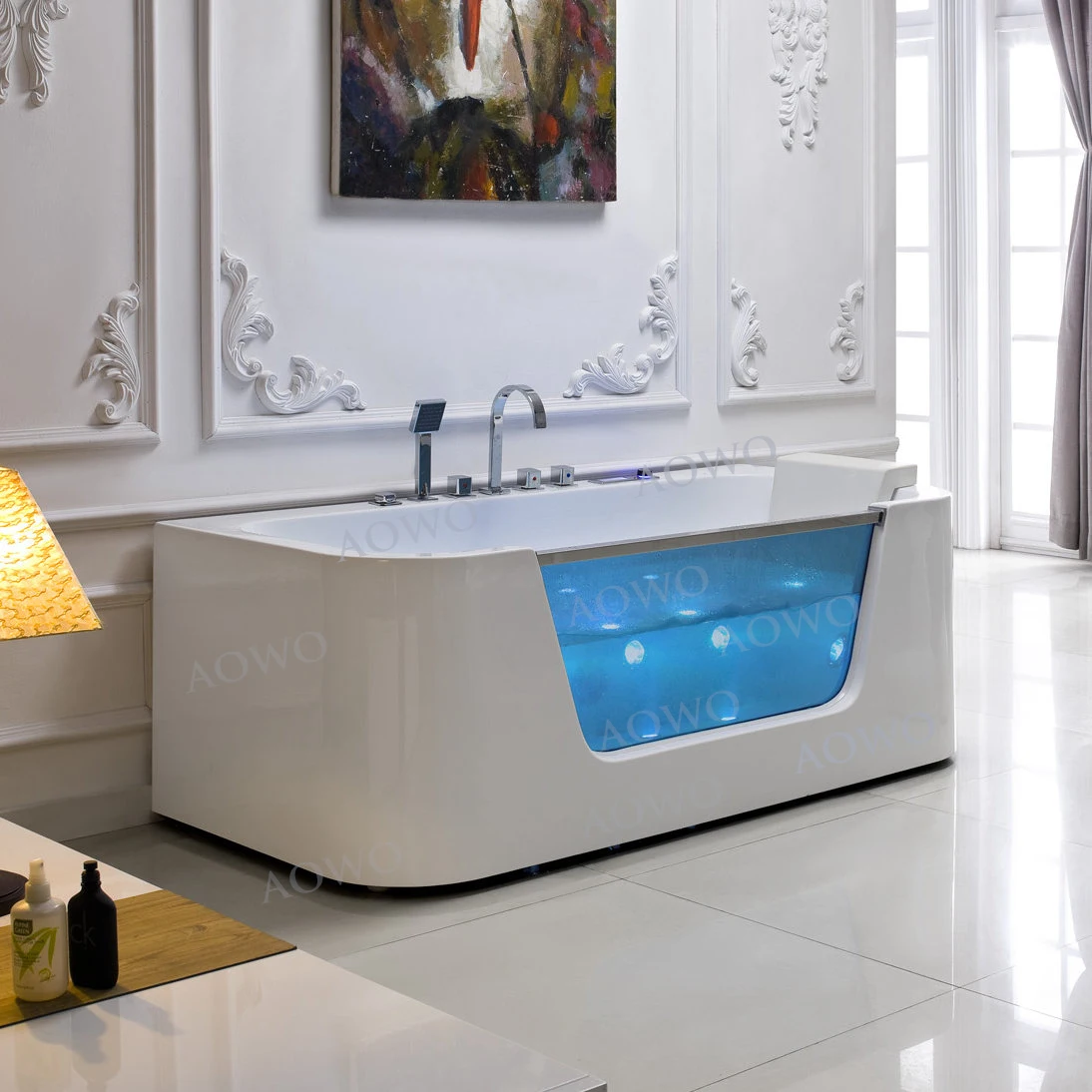 

Small Yacuzzi Whirlpool Tub With Glass Air Bubble Thermostatic Hydromassage Hot Tub Whirlpool Spa\yacuzzi Bathroom Sek