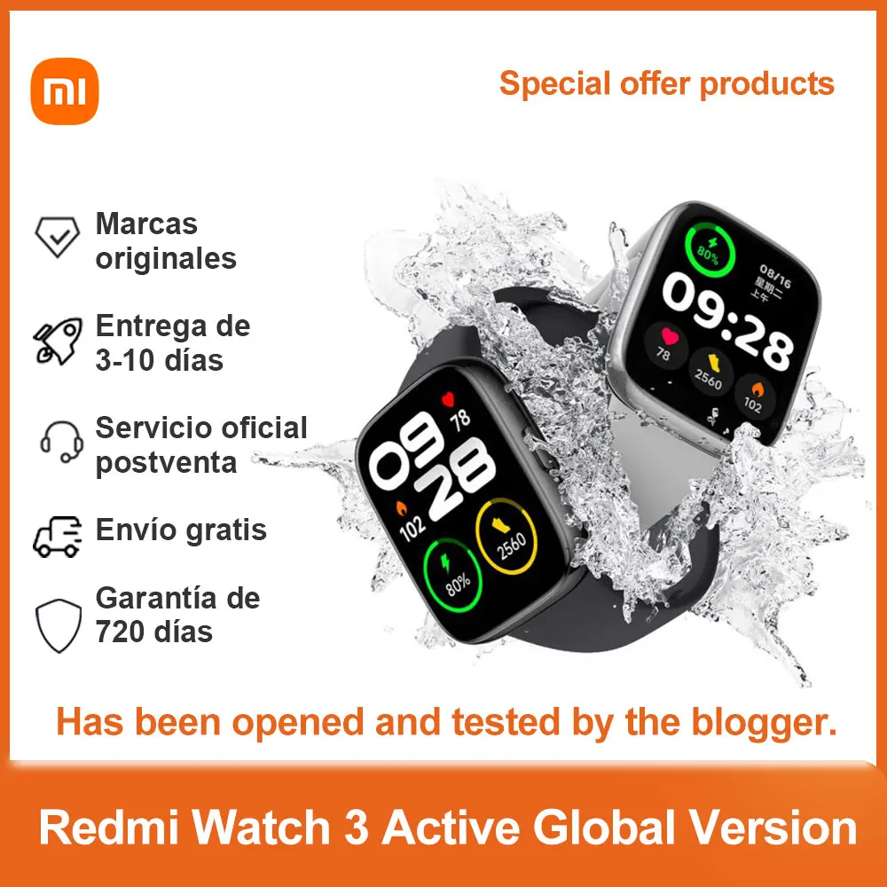 Xiaomi-reloj inteligente Redmi Watch 3 active, control del ritmo cardíaco y del dispositivo con oxígeno en sangre, Bluetooth 5,3, compatible con llamadas de voz, pantalla LCD de 1,83 pulgadas