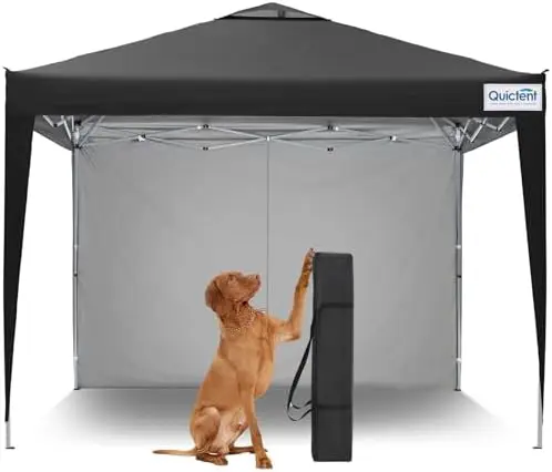 10x10 Pop Up Canopy Tent with 1 Sidewall | Instant Setup Gazebo for 1 Person, Portable & Compact, Waterproof, Ideal for