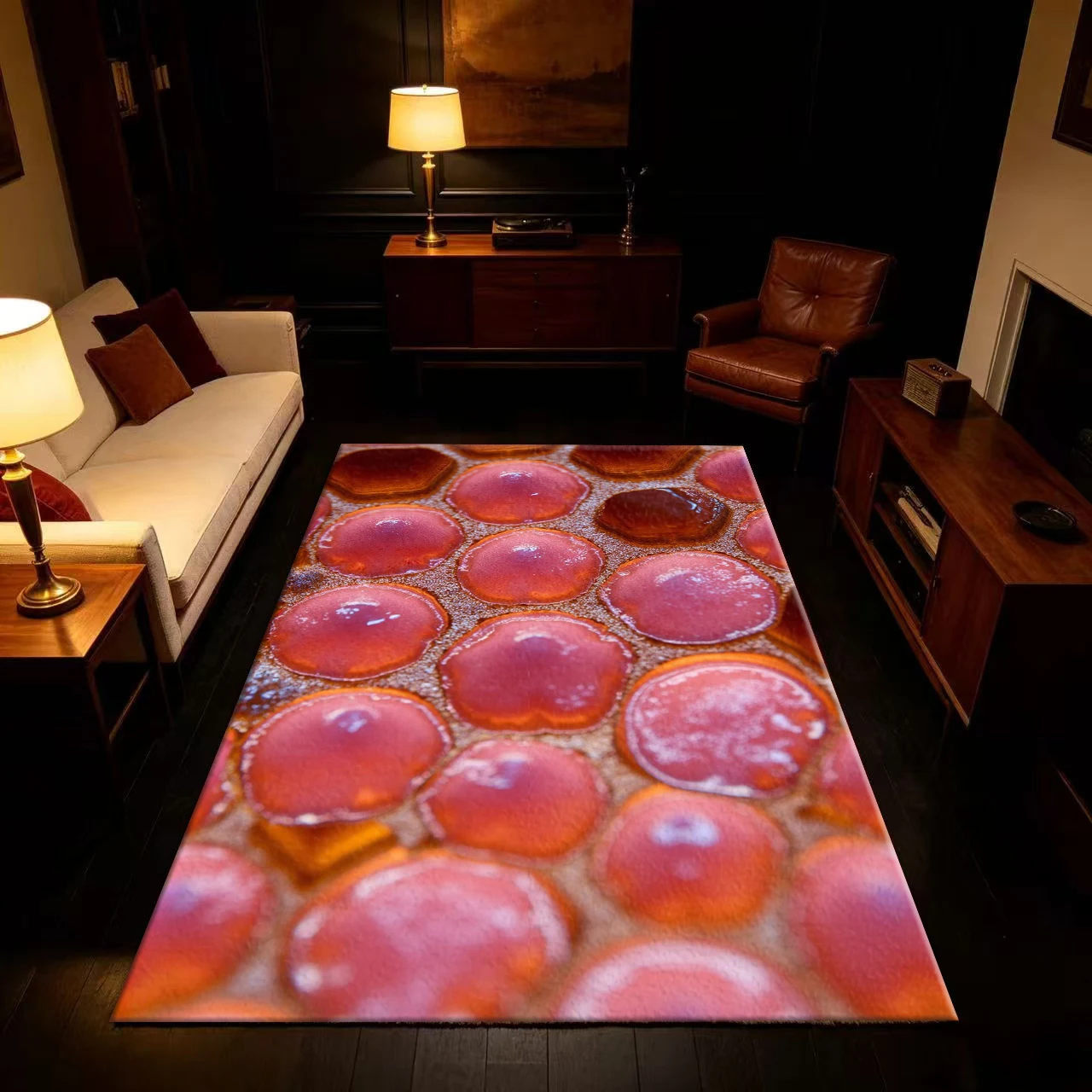 Pink Honeycomb Wax Bee Close-Up Texture Carpet Floor Non-Slip Mat