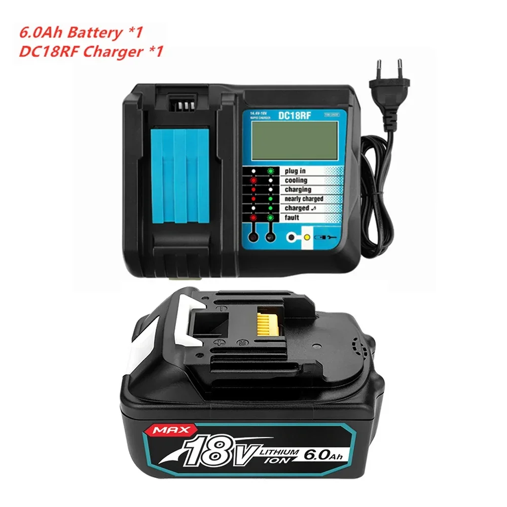 Makita 18V Tool Rechargeable Battery BL1860 B 6.0AH Backup Battery 18V BL1860 BL1840 BL1840 BL1850 with DC18RF Charging