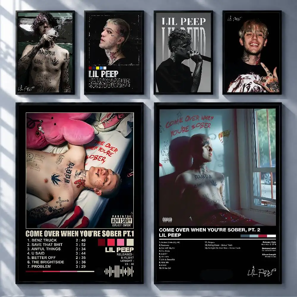 Trending Rapper Lil Peep Posters Premium Self-Adhesive No Residue Wall Sticker for Home Office Bar Decor