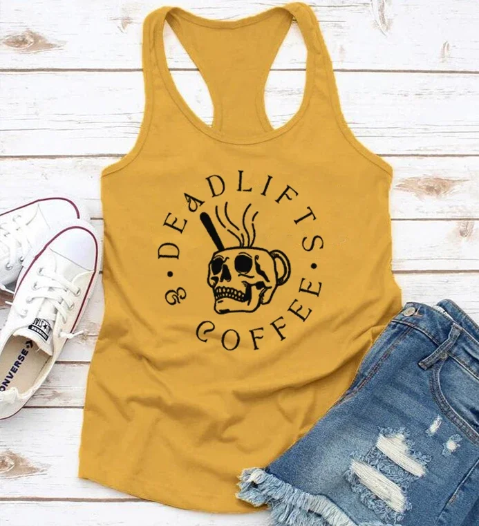 

Workout Tank Top Coffee Womens Tops Coffee Lover Gift Gym Women Clothes Summer Weightlifting Sexy Top m