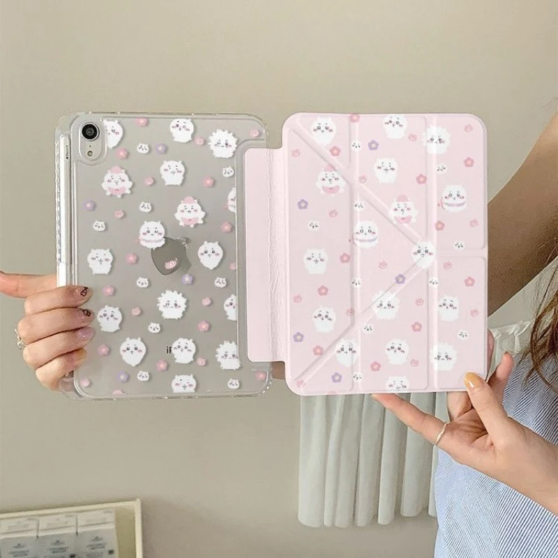 Y Fold High Lovely Sweet Chiikawa Protective Case Compatible with IPad Air 7 All IPad Slim Shockproof Anti‑Drop Protective Cover