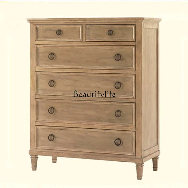 

*American country furniture, pastoral simple bucket side cabinet, bedroom solid wood locker