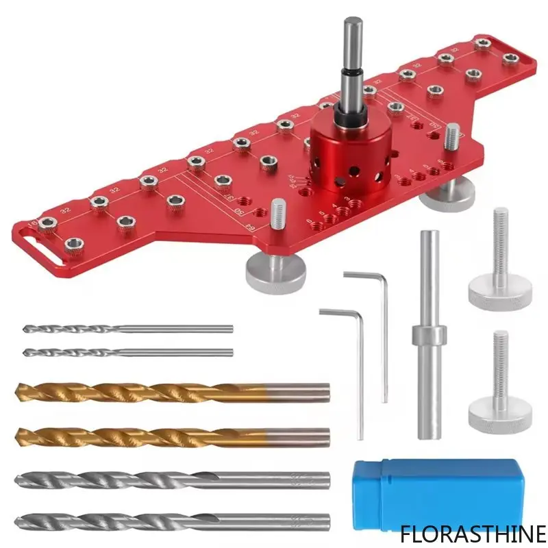 A03F-Woodworking Hole Drilling Guide Set for Cabinet Doors for Pins Shelf and Hinge Installation