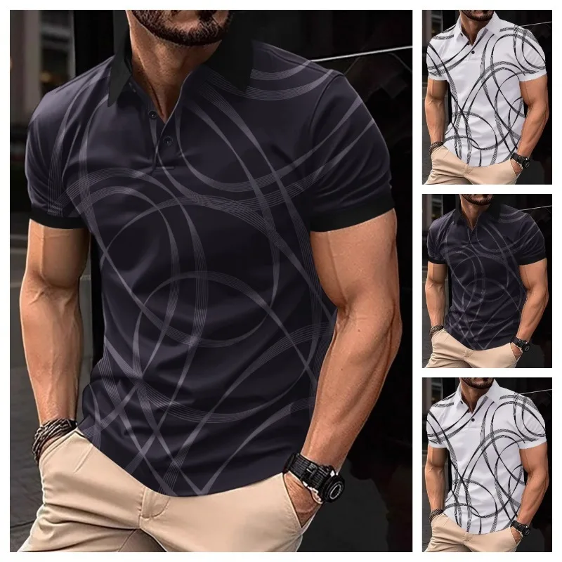 

Trendy Print Summer POLO Shirts Men's High Quality Short Sleeved Casual Business T-shirts Social Streetwear Men Clothing 2025