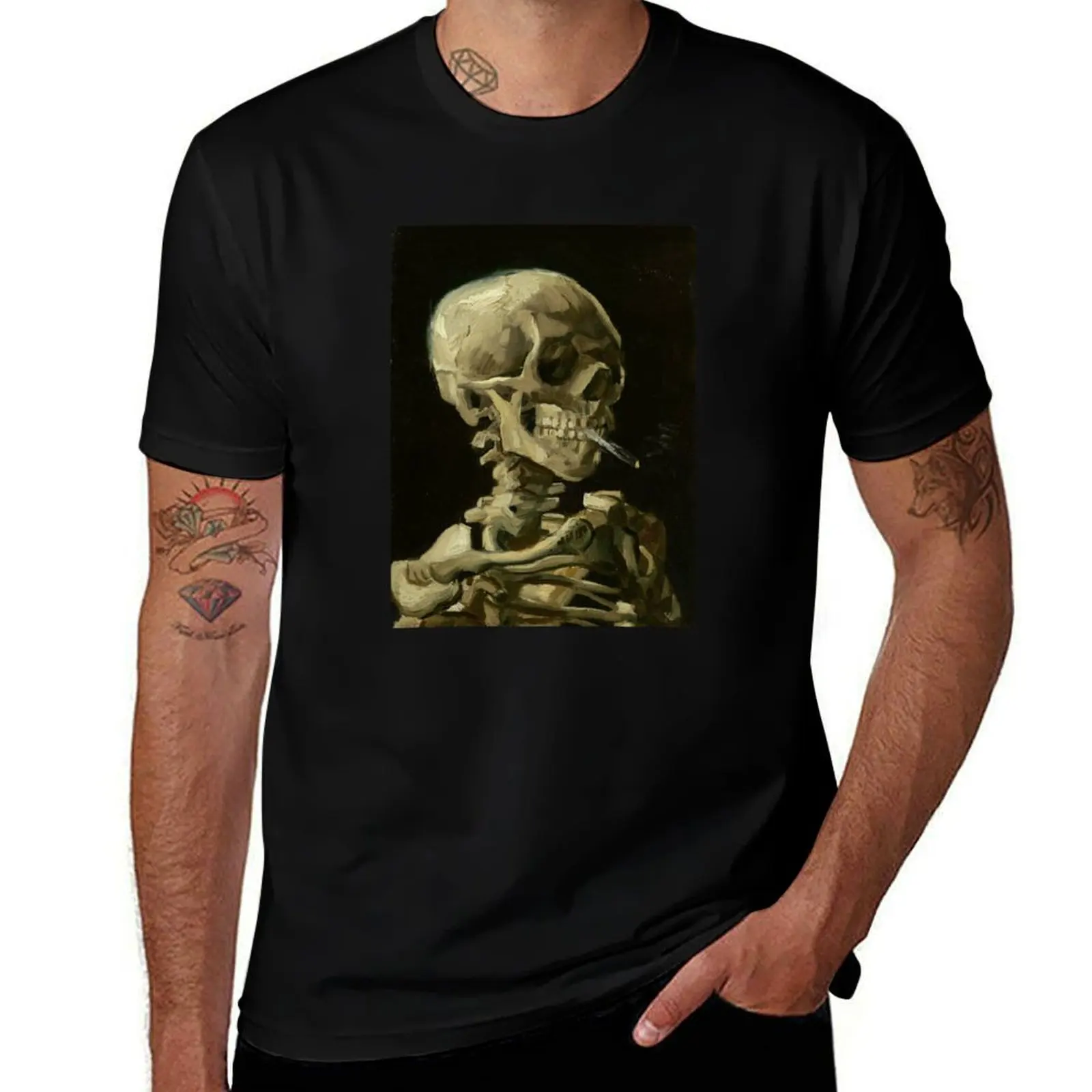 

Head of a Skeleton with a Burning Cigarette - Vincent Van Gough T-Shirt mens graphic t shirts T-Shirt