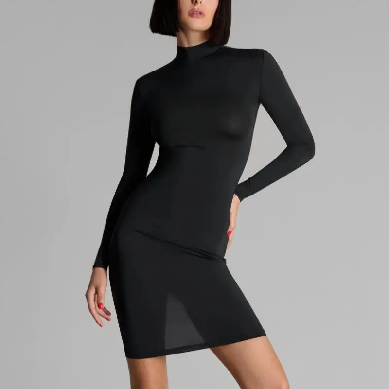 2026 Nouveau Style de style européen Cool Girl Style Net Sash Patchwork robe à manches longues-Sexy et moulants A-ligne Design