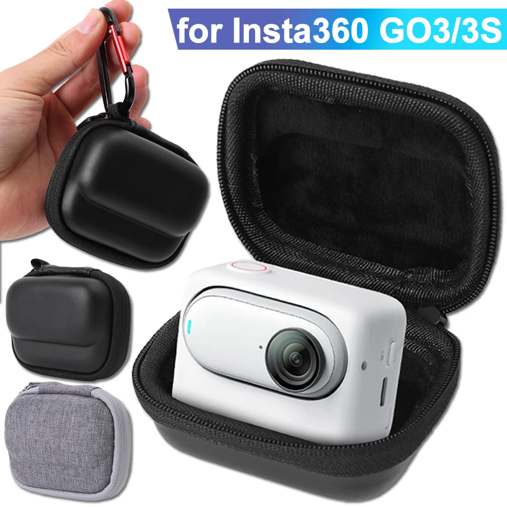 Sturdy Camera Storage Bags for Insta360 GO3/GO3S Portable Hard Shell with Carabiner Anti-lost Waterproof Protectors Case