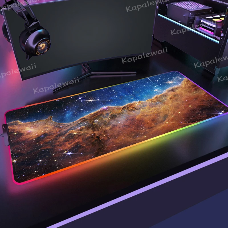 

Large Game RGB Mouse Pad Nebula Space Gaming Accessories HD Print Computer Keyboard LED Mousepad XXL PC Gamer Laptop Desk Mat