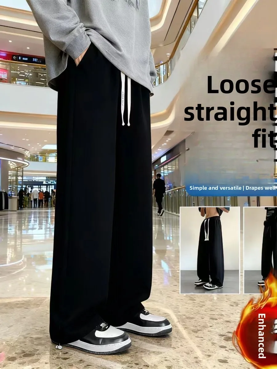 

Fce Lined Straight Leg Sweatpants Autumn Winter Sle High Waist Elastic Waist Casual Pants ex Spor ey Casual Pants