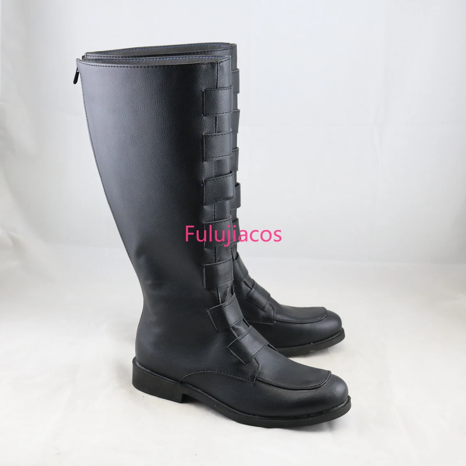 Fulujiacos Star Anakin Scarpe Cosplay Stivali Jedi per uomini adulti Stivali in pelle PU nera Festa di Halloween su misura per uomini adulti