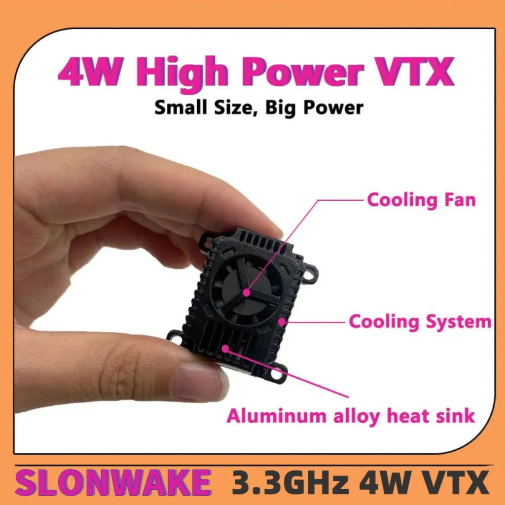 SLONWAKE FPV 3.3G 16CH 4000mW Nadajnik Wideo VTX o Dużej Mocy z Anteną, Mały Rozmiar, do Dronów RC FPV Dalekiego Zasięgu i Samolotów Stałopłatowych